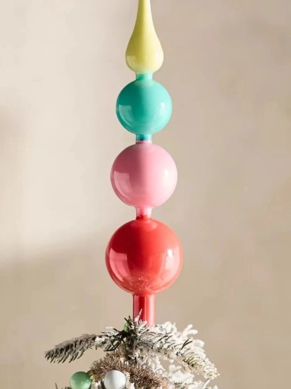 Anthropologie Colorful Baubles Glass Tree Topper 15” tall 2.5” wide